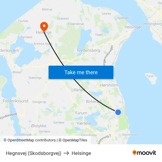 Hegnsvej (Skodsborgvej) to Helsinge map