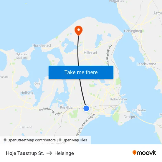 Høje Taastrup St. to Helsinge map