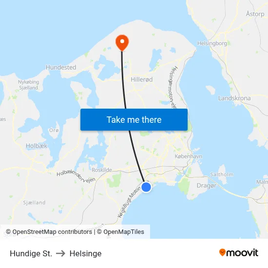 Hundige St. to Helsinge map