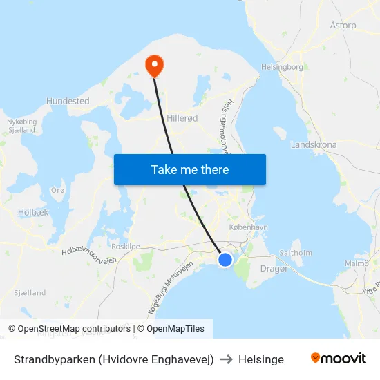 Strandbyparken (Hvidovre Enghavevej) to Helsinge map