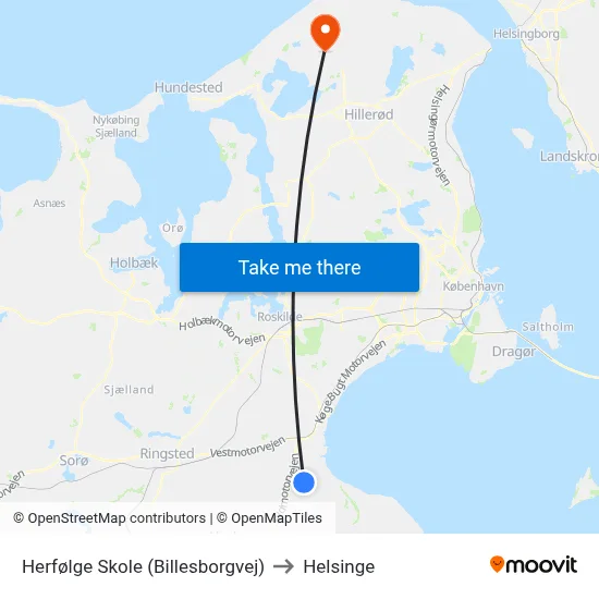 Herfølge Skole (Billesborgvej) to Helsinge map