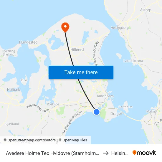 Avedøre Holme Tec Hvidovre (Stamholmen) to Helsinge map