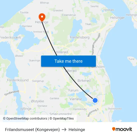 Frilandsmuseet (Kongevejen) to Helsinge map
