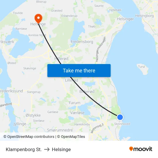 Klampenborg St. to Helsinge map