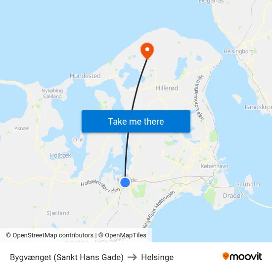 Bygvænget (Sankt Hans Gade) to Helsinge map