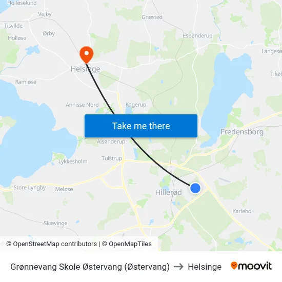 Grønnevang Skole Østervang (Østervang) to Helsinge map