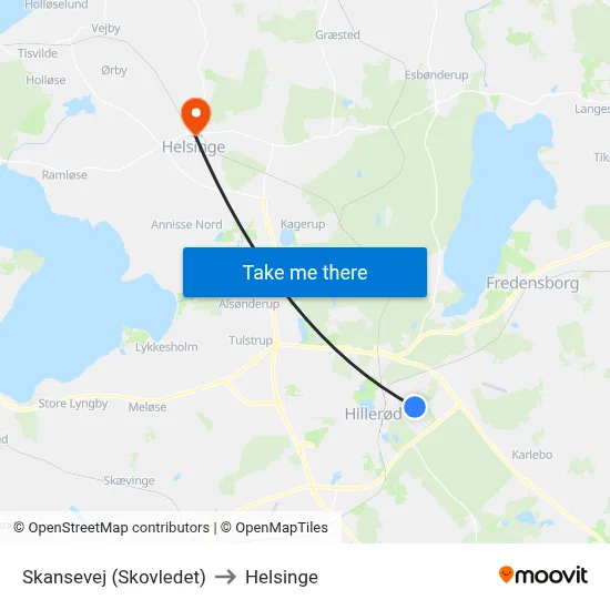 Skansevej (Skovledet) to Helsinge map