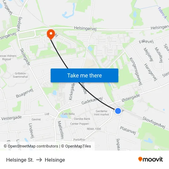 Helsinge St. to Helsinge map