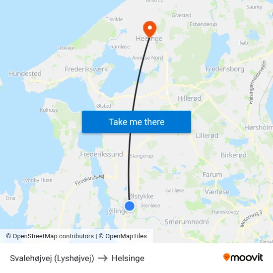 Svalehøjvej (Lyshøjvej) to Helsinge map