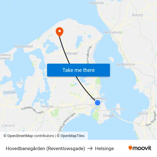 Hovedbanegården (Reventlowsgade) to Helsinge map
