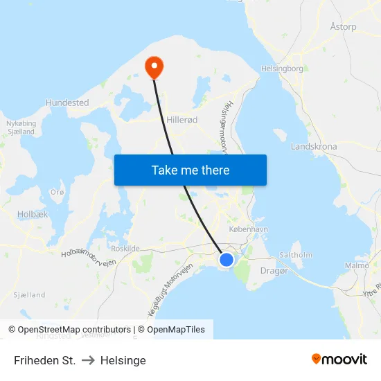 Friheden St. to Helsinge map