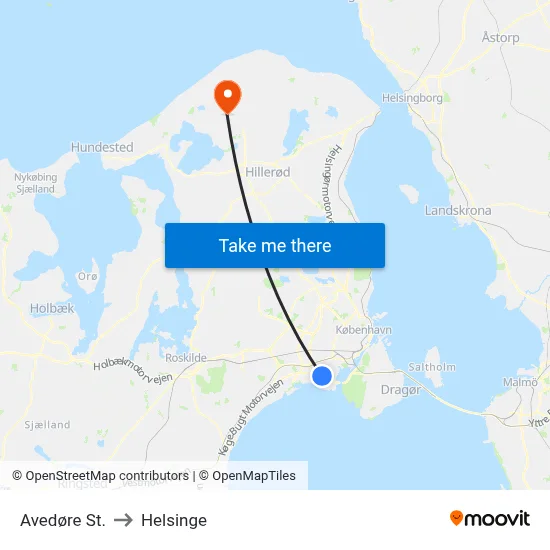 Avedøre St. to Helsinge map