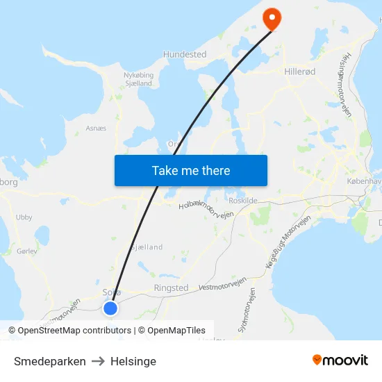 Smedeparken to Helsinge map