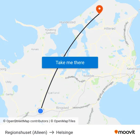 Regionshuset (Alleen) to Helsinge map
