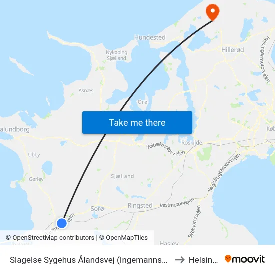 Slagelse Sygehus Ålandsvej (Ingemannsvej) to Helsinge map