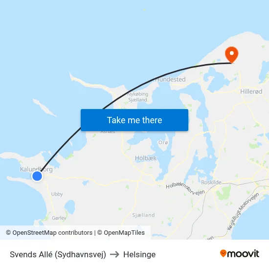 Svends Allé (Sydhavnsvej) to Helsinge map