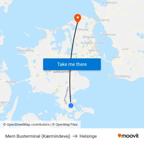 Mern Busterminal (Kærmindevej) to Helsinge map
