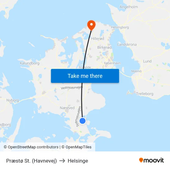 Præstø St. (Havnevej) to Helsinge map