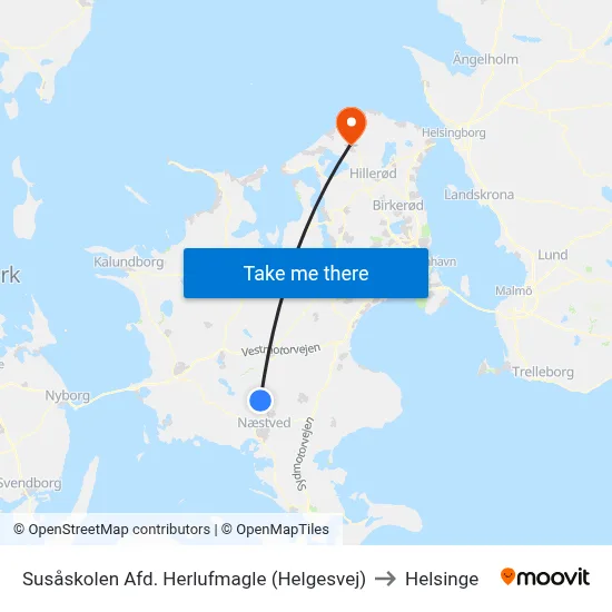 Susåskolen Afd. Herlufmagle (Helgesvej) to Helsinge map