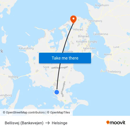 Bellisvej (Bankevejen) to Helsinge map