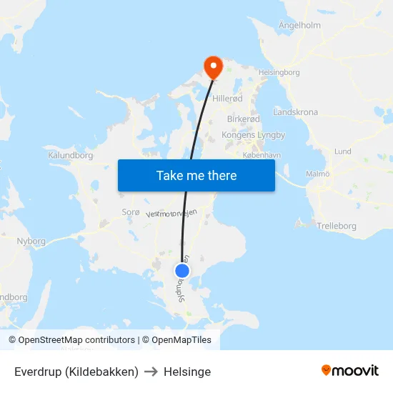 Everdrup (Kildebakken) to Helsinge map
