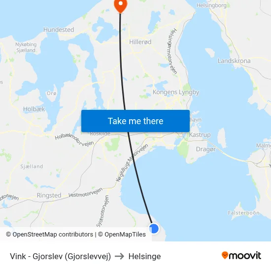 Vink - Gjorslev (Gjorslevvej) to Helsinge map