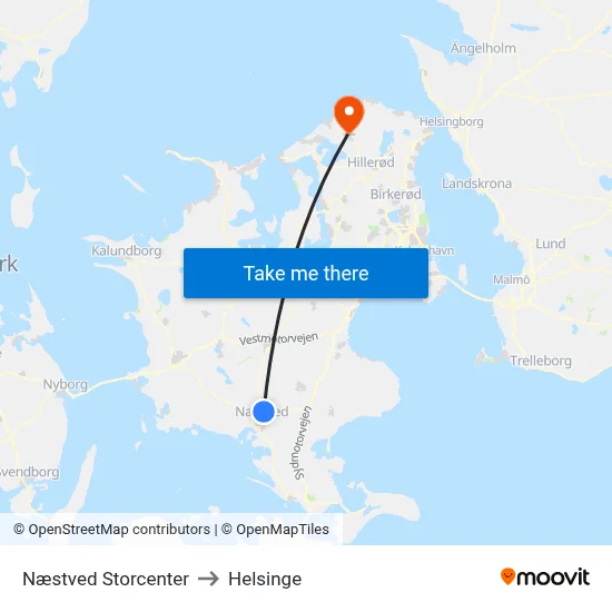 Næstved Storcenter to Helsinge map