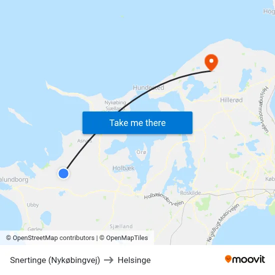 Snertinge (Nykøbingvej) to Helsinge map