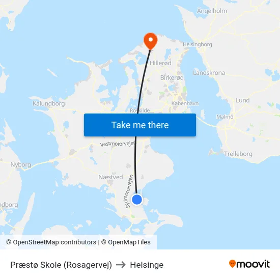 Præstø Skole (Rosagervej) to Helsinge map
