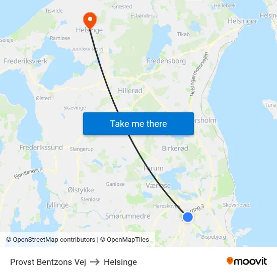 Provst Bentzons Vej to Helsinge map