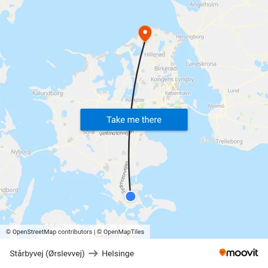 Stårbyvej (Ørslevvej) to Helsinge map