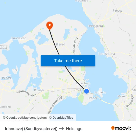 Irlandsvej (Sundbyvestervej) to Helsinge map
