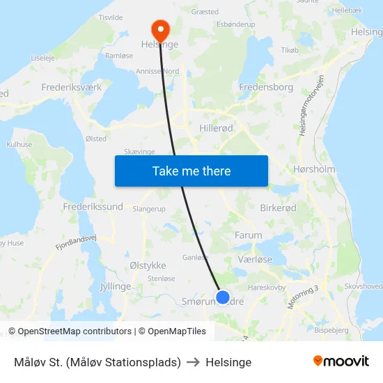 Måløv St. (Måløv Stationsplads) to Helsinge map