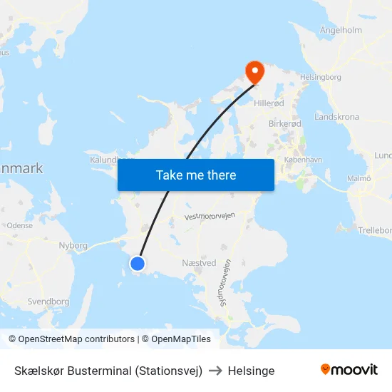 Skælskør Busterminal (Stationsvej) to Helsinge map