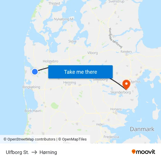 Ulfborg St. to Hørning map