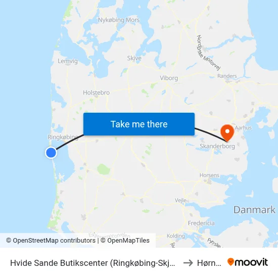 Hvide Sande Butikscenter (Ringkøbing-Skjern Kom) to Hørning map