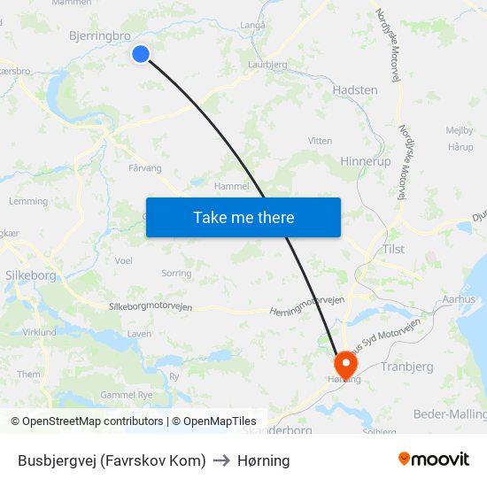 Busbjergvej (Favrskov Kom) to Hørning map