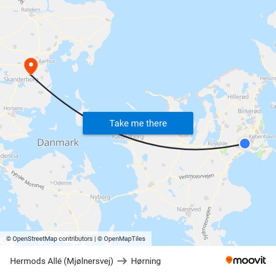 Hermods Allé (Mjølnersvej) to Hørning map