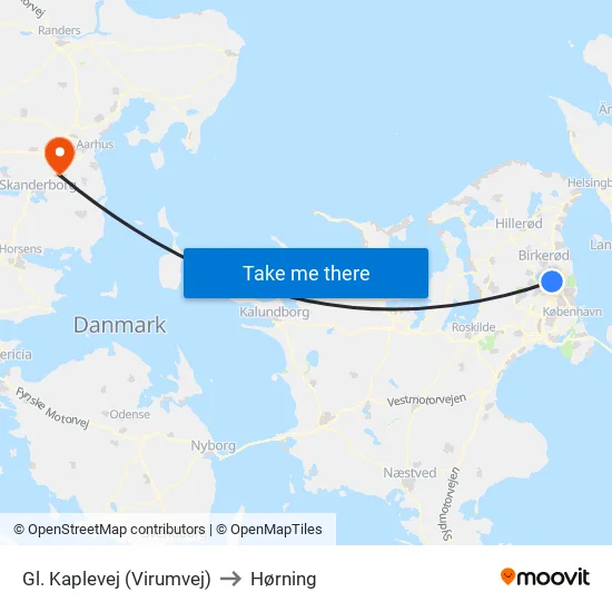 Gl. Kaplevej (Virumvej) to Hørning map