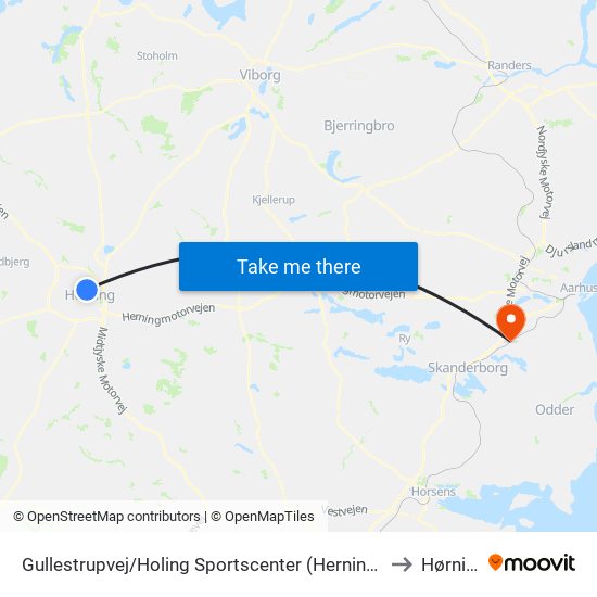 Gullestrupvej/Holing Sportscenter (Herning Kom) to Hørning map