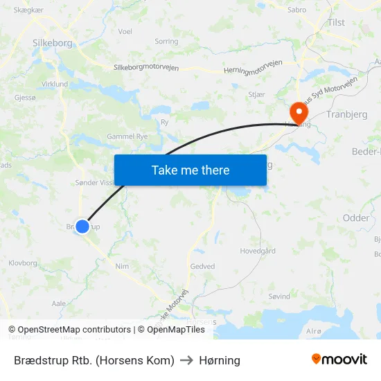 Brædstrup Rtb. (Horsens Kom) to Hørning map