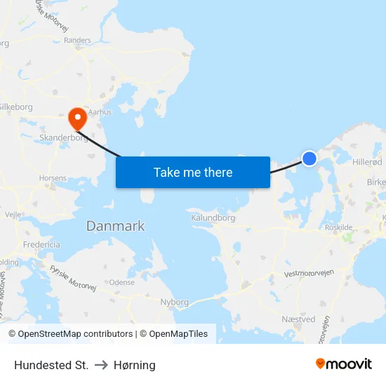 Hundested St. to Hørning map