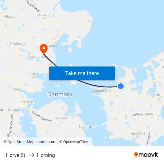 Hørve St. to Hørning map