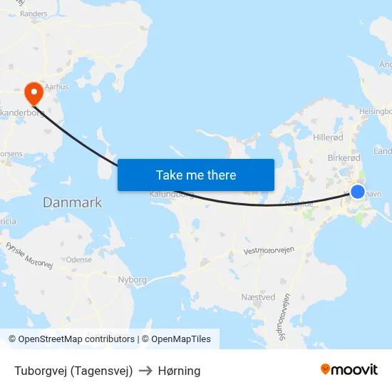 Tuborgvej (Tagensvej) to Hørning map