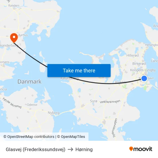 Glasvej (Frederikssundsvej) to Hørning map