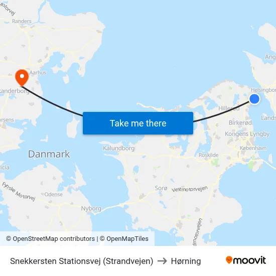 Snekkersten Stationsvej (Strandvejen) to Hørning map