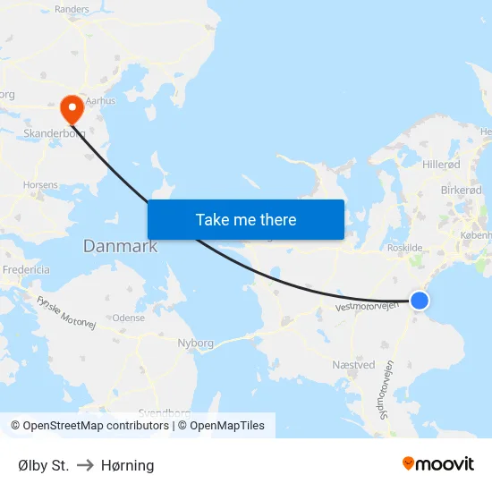 Ølby St. to Hørning map