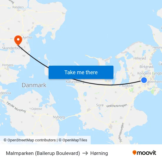 Malmparken (Ballerup Boulevard) to Hørning map