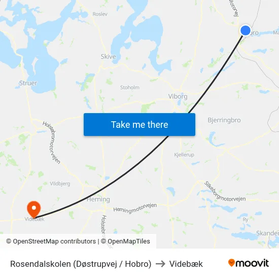 Rosendalskolen (Døstrupvej / Hobro) to Videbæk map