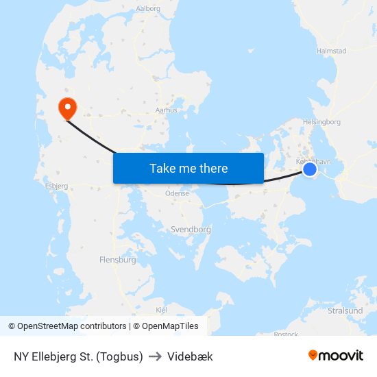 NY Ellebjerg St. (Togbus) to Videbæk map